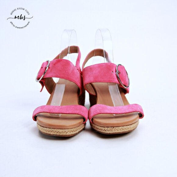 NWT UGG April Suede Espadrille Platform Sandals Pink Women US 11 EU 42 - Picture 3 of 12